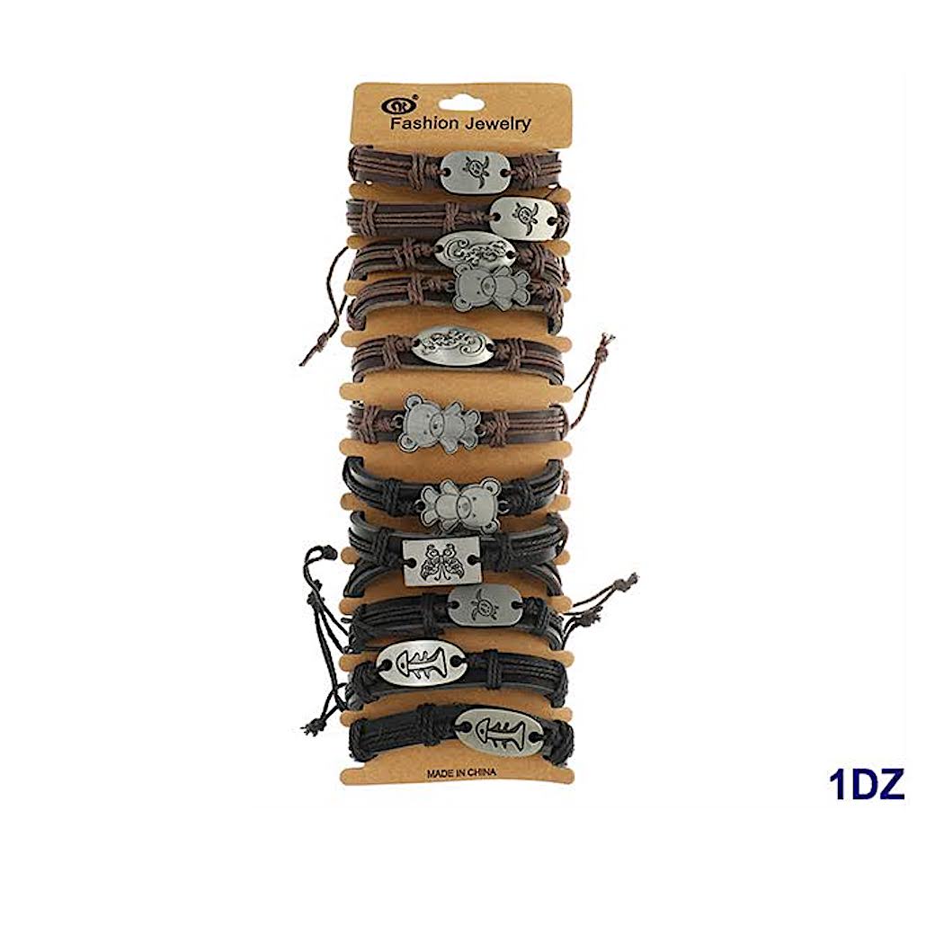 JAB42735 - Assorted Animal Adjustable Leather Bracelet