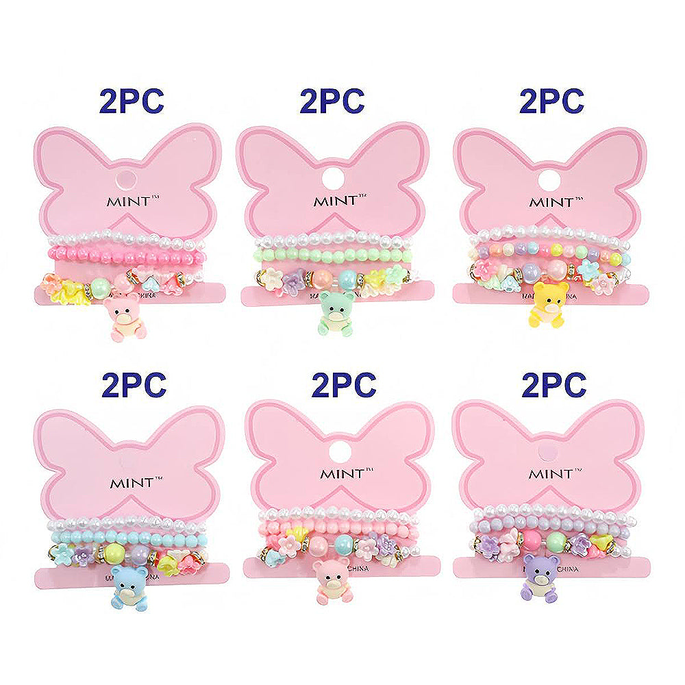 Teddy Bear Bead Stretch Bracelet Set