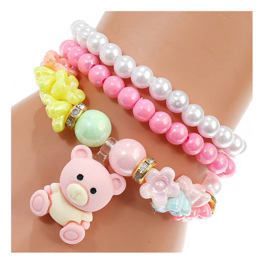 Teddy Bear Bead Stretch Bracelet Set