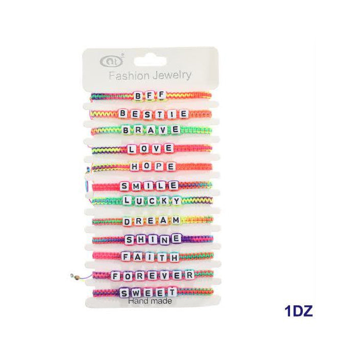 JAB43142 - Word Bead Adjustable Thread Bracelet