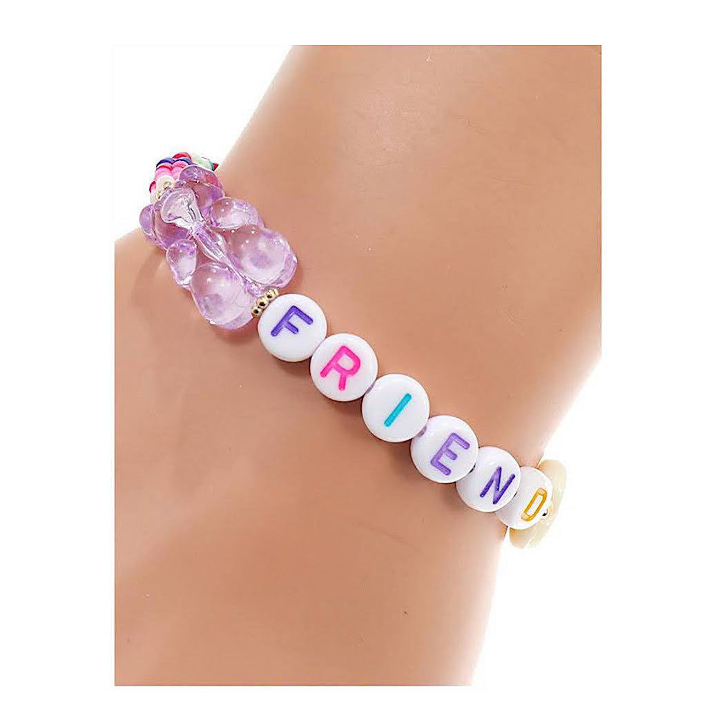 JAB43143 - Gummy Bear Word Bead Adjustable Thread Bracelet