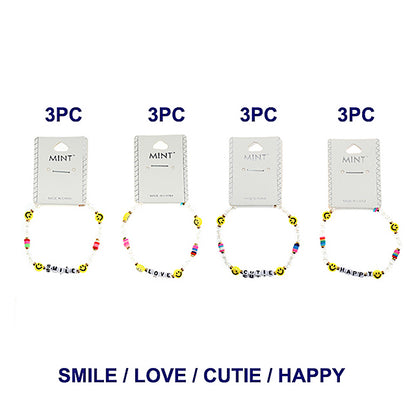 JAB43144 - Smiley Face Beaded Word Bracelet