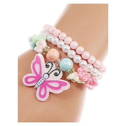 JAB43238 - Butterfly Bead Stretch Bracelet Set