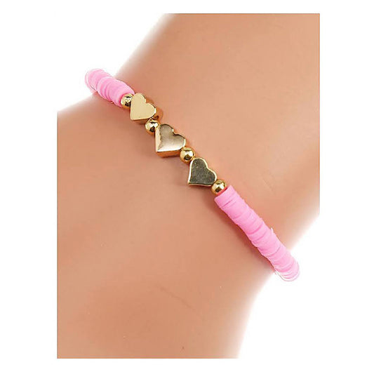 JAB43317 - Heart Bead Adjustable Thread Bracelet