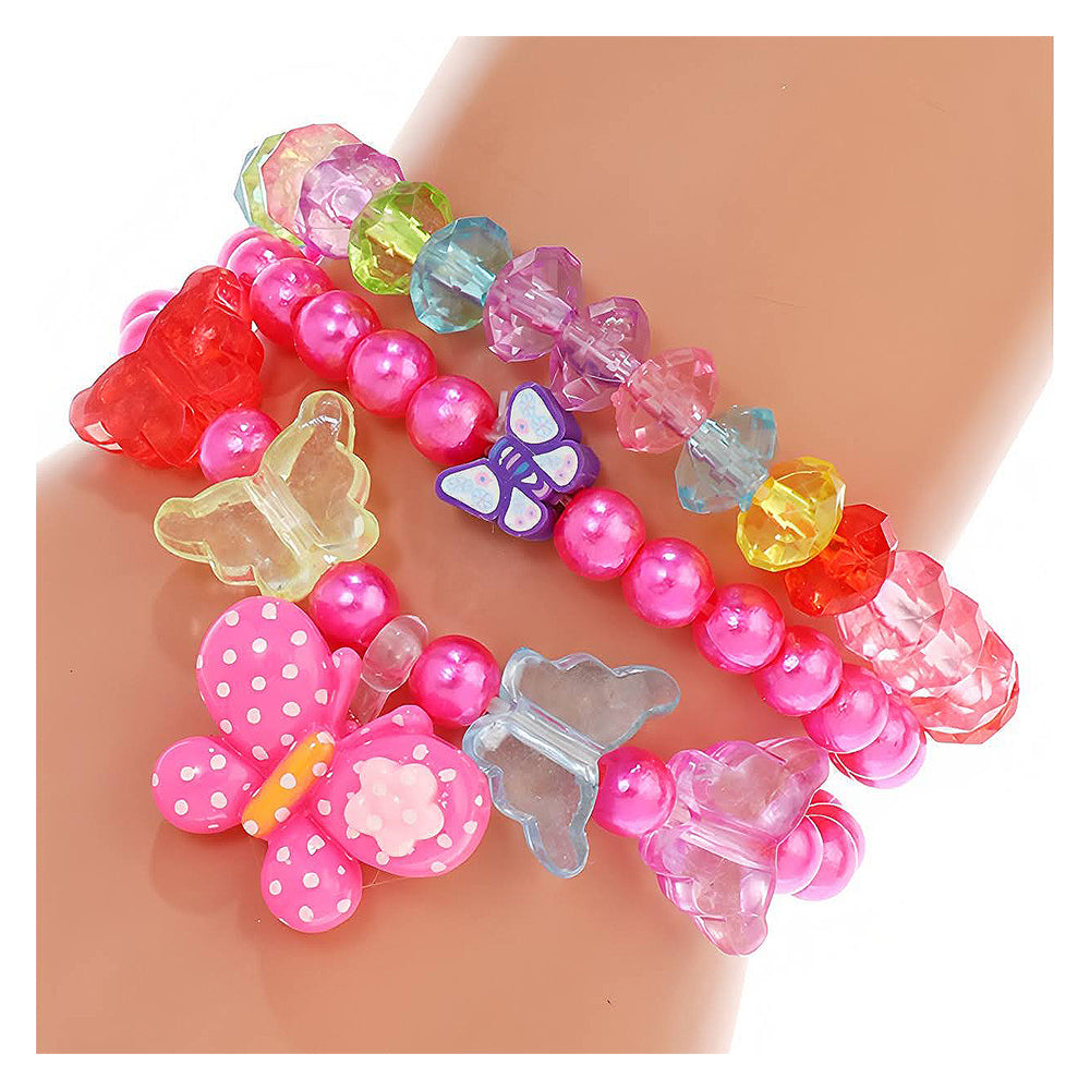 Butterfly Charm Bead Stretch Bracelet Set