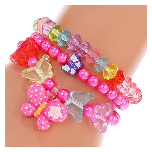 Butterfly Charm Bead Stretch Bracelet Set