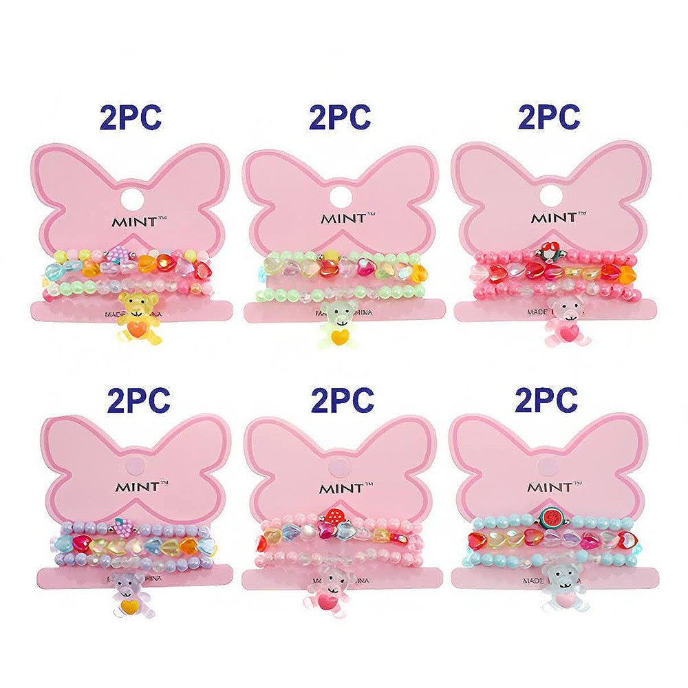 Teddy Bear Charm Bead Stretch Bracelet Set