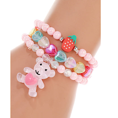 JAB43475 - Teddy Bear Bead Stretch Bracelet Set