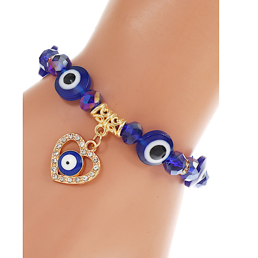 JAB43494 - Evil Eye Crystal Bead Stretch Bracelet