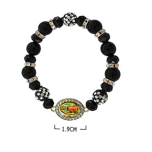 JAB43503 - Our Lady of Guadalupe Crystal Bead Stretch Bracelet