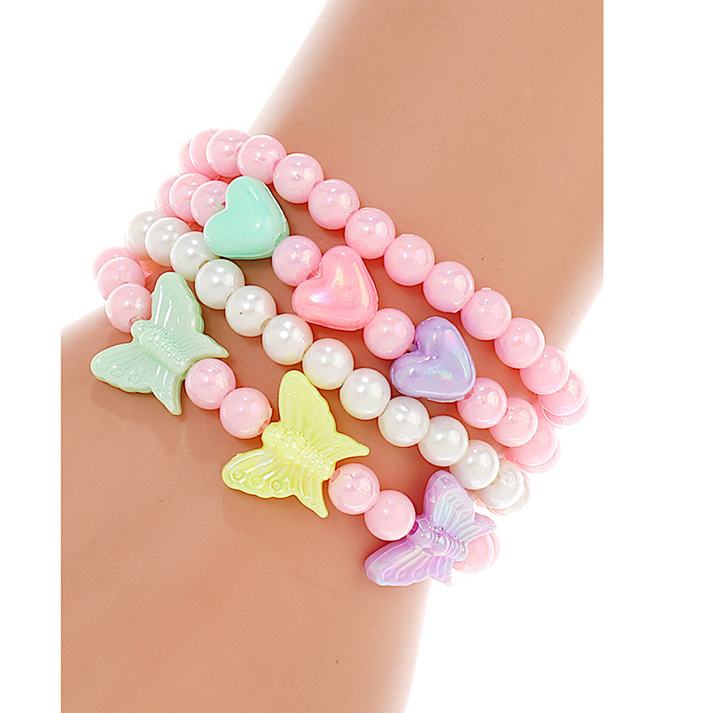 JAB43572 - Butterfly Bead Stretch Bracelet Set