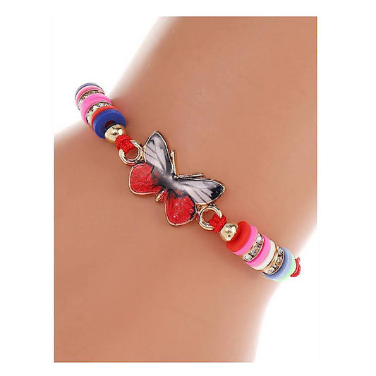 JAB43649 - Enamel Butterfly Adjustable Thread Bracelet