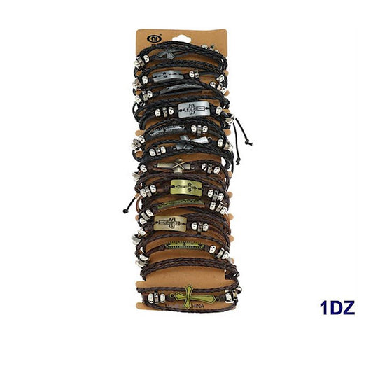 JAB43744 - Cross Adjustable Leather Bracelet