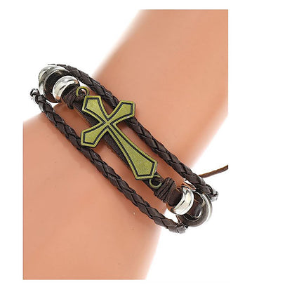 JAB43744 - Cross Adjustable Leather Bracelet