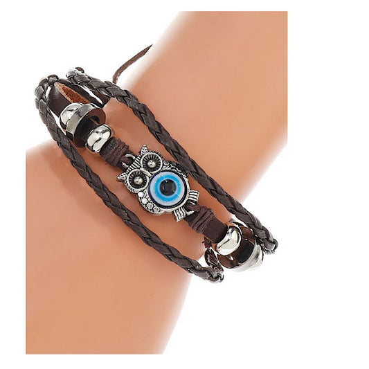 JAB43746 - Assorted Evil Eye Adjustable Leather Bracelet