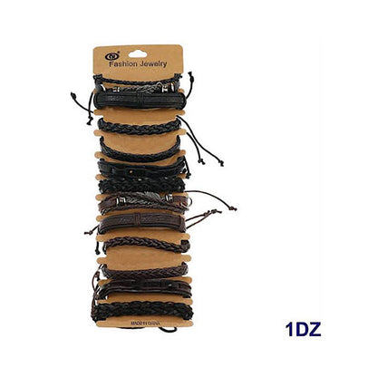 JAB43748 - Assorted Adjustable Leather Bracelet