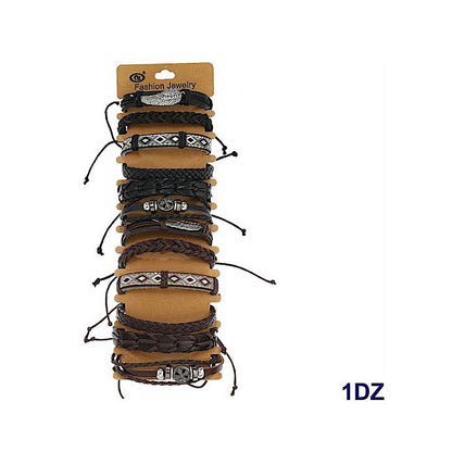 JAB43749 - Assorted Adjustable Leather Bracelet