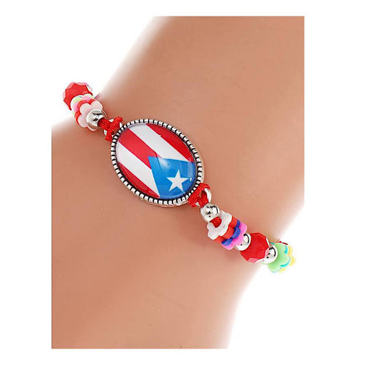 JAB43796 - Puerto Rico Flag Adjustable Thread Bracelet