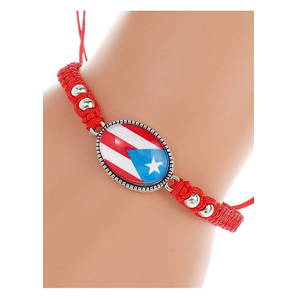 JAB43799 - Puerto Rico Flag Adjustable Thread Bracelet