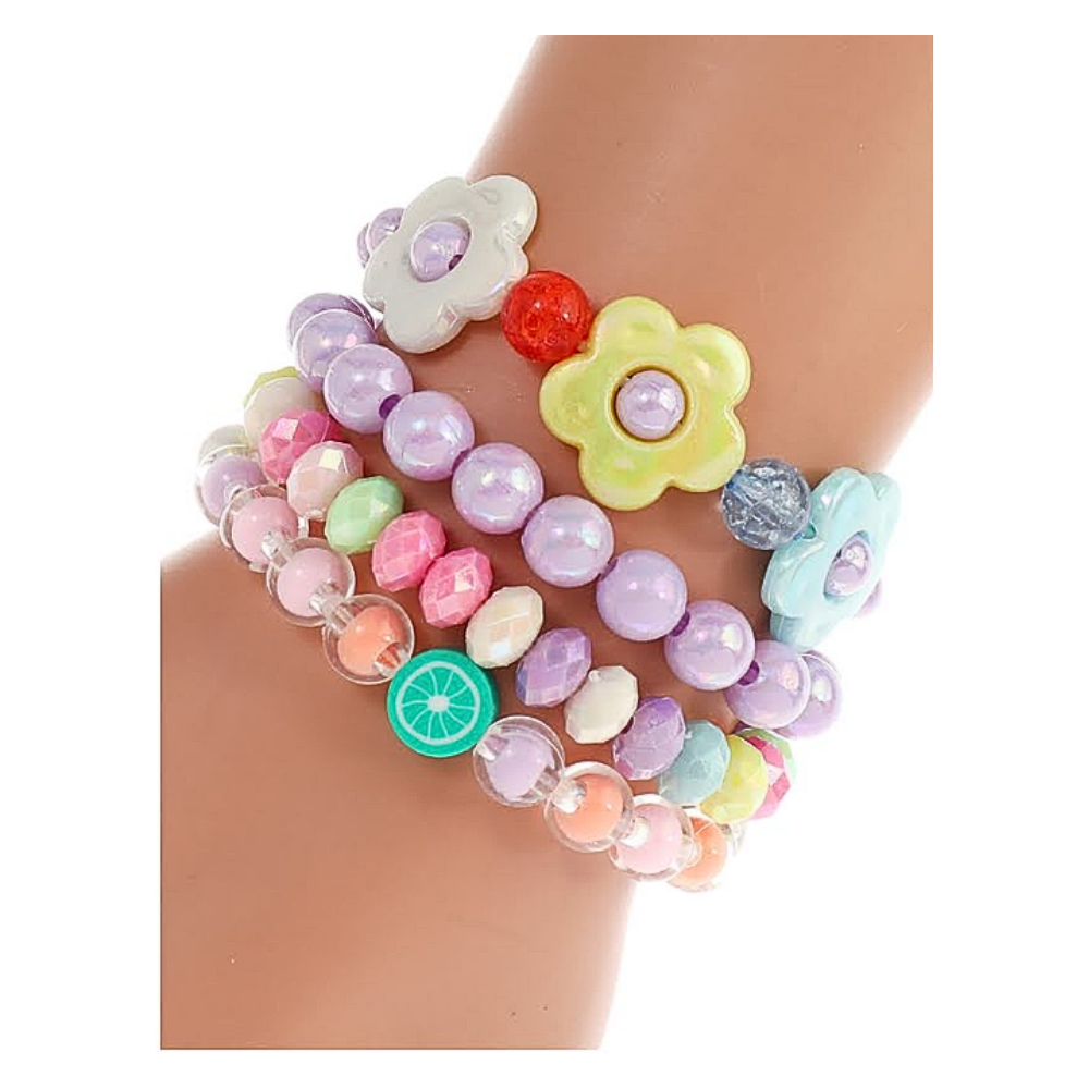 JAB44085 - Flower Bead Stretch Bracelet Set