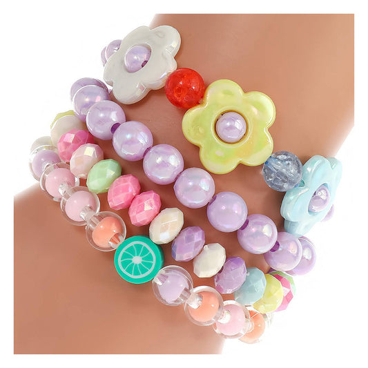 Flower Bead Stretch Bracelet Set