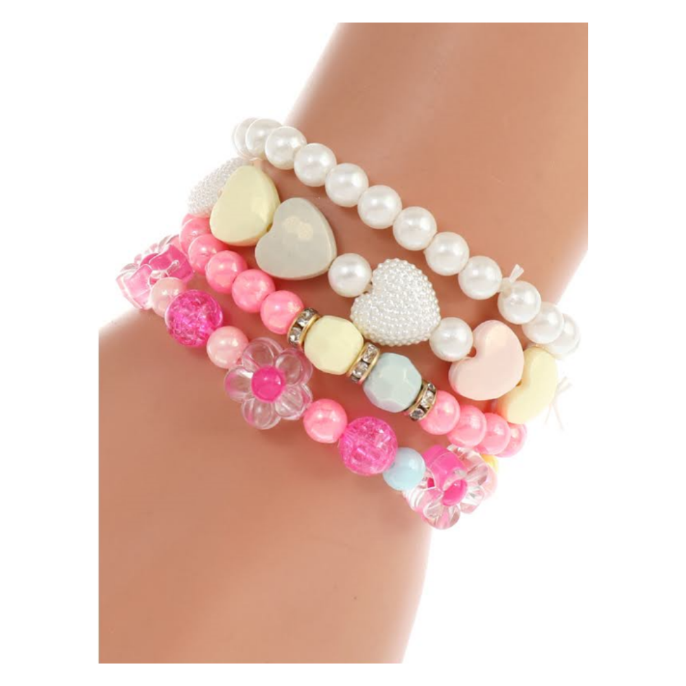 JAB44087 - Heart Bead Stretch Bracelet Set