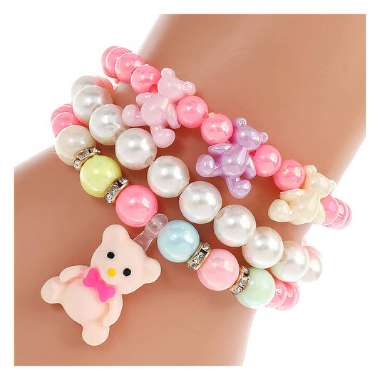 Teddy Bear Charm Bead Stretch Bracelet Set