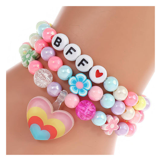 BFF Heart Bead Stretch Bracelet Set
