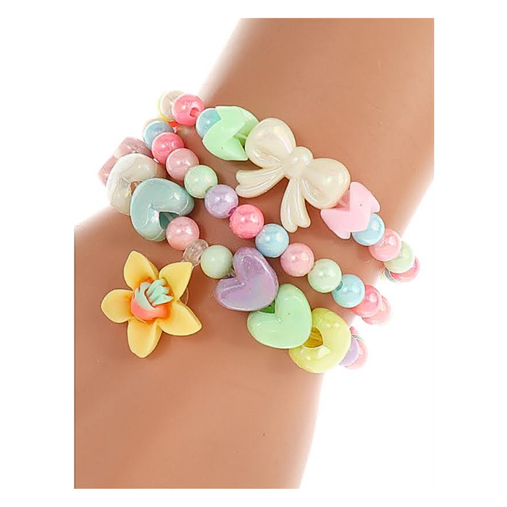 JAB44213 - Flower Bead Stretch Bracelet Set