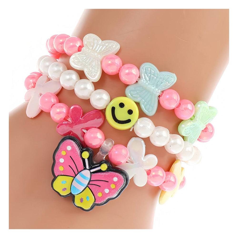 Butterfly Charm Bead Stretch Bracelet Set