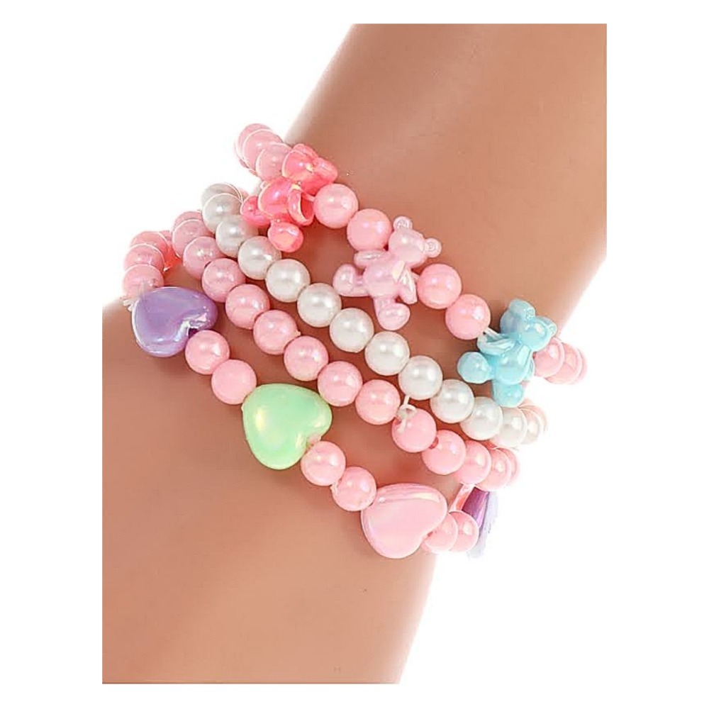 JAB44216 - Heart Bead Stretch Bracelet Set