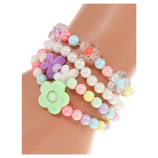 JAB44356 - Flower Bead Stretch Bracelet Set