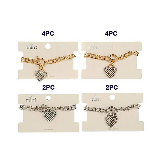 JAB44544 - Heart Charm Chain Bracelet