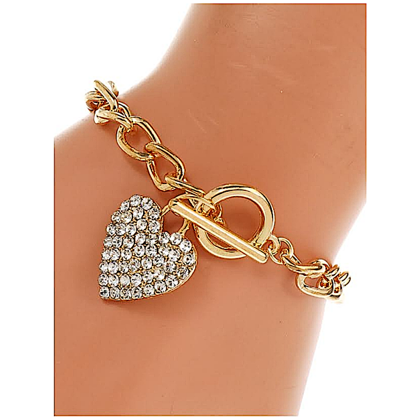 JAB44544 - Heart Charm Chain Bracelet