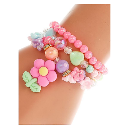 JAB44747 - Flower Bead Stretch Bracelet Set