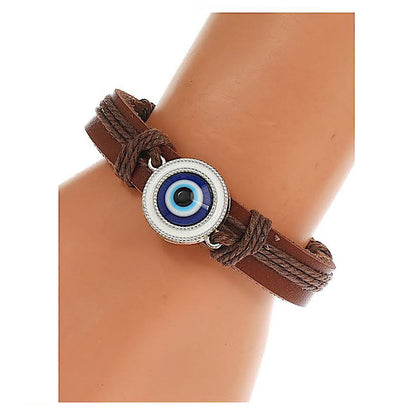 JAB45102 - Evil Eye Adjustable Leather Bracelet