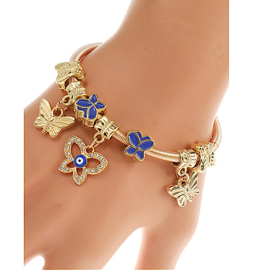 JAB45408 - Evil Eye Butterfly Charm Bracelet