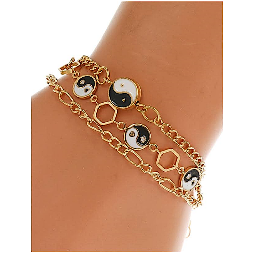 JAB45813 - Yin & Yang Chain Bracelet Set