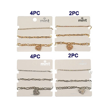 JAB45822 - Heart Chain Bracelet Set