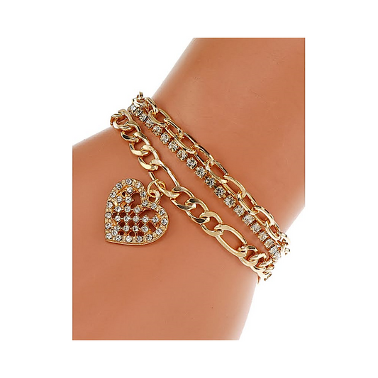 JAB45822 - Heart Chain Bracelet Set