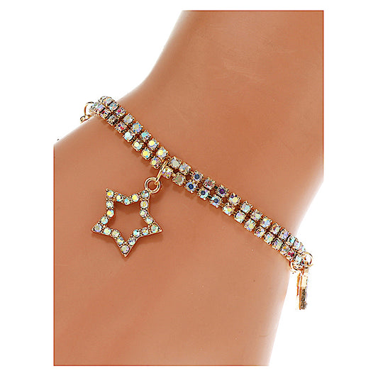 JAB46178 - Rhinestone Star Charm Bracelet