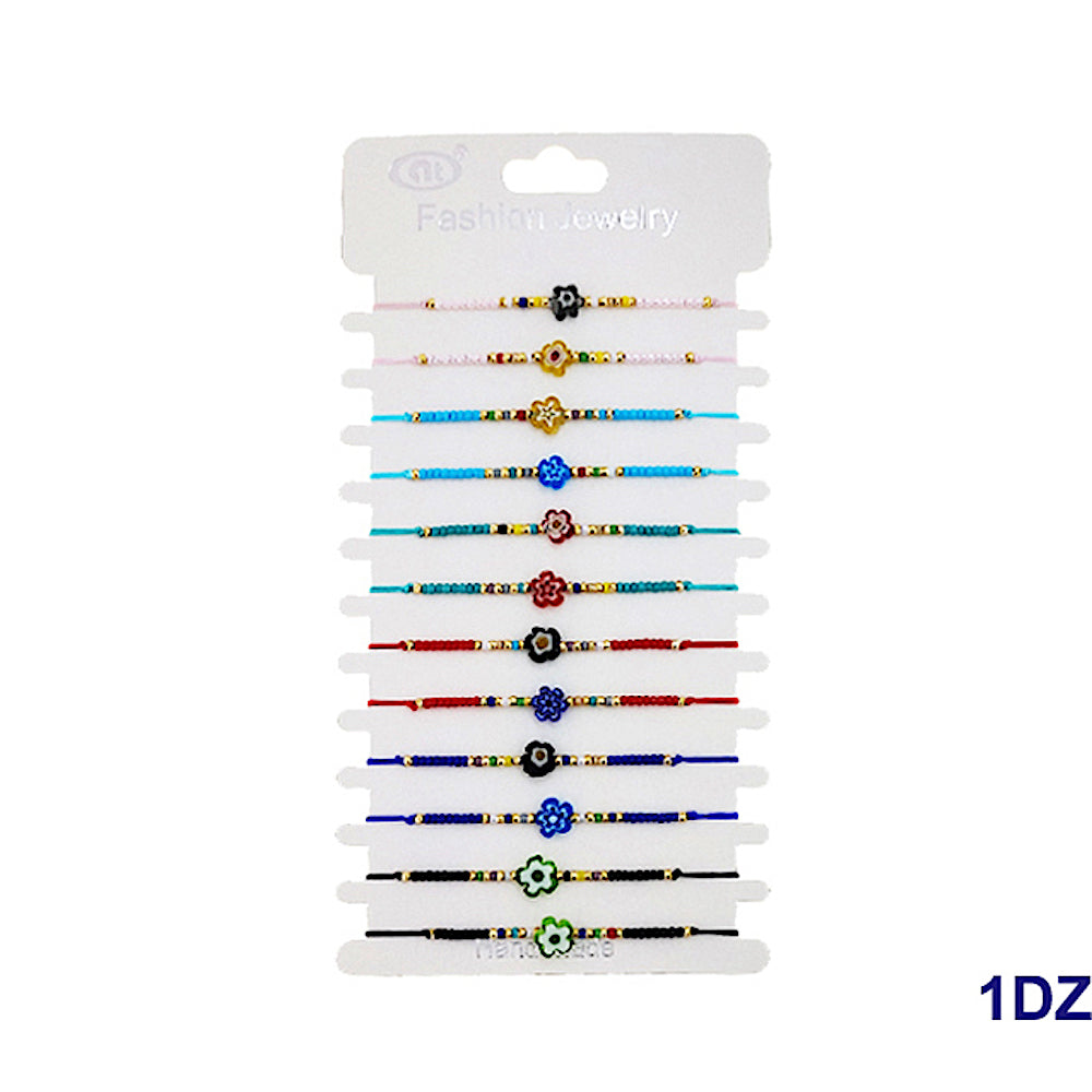 Flower Bead Adjustable Thread Bracelet