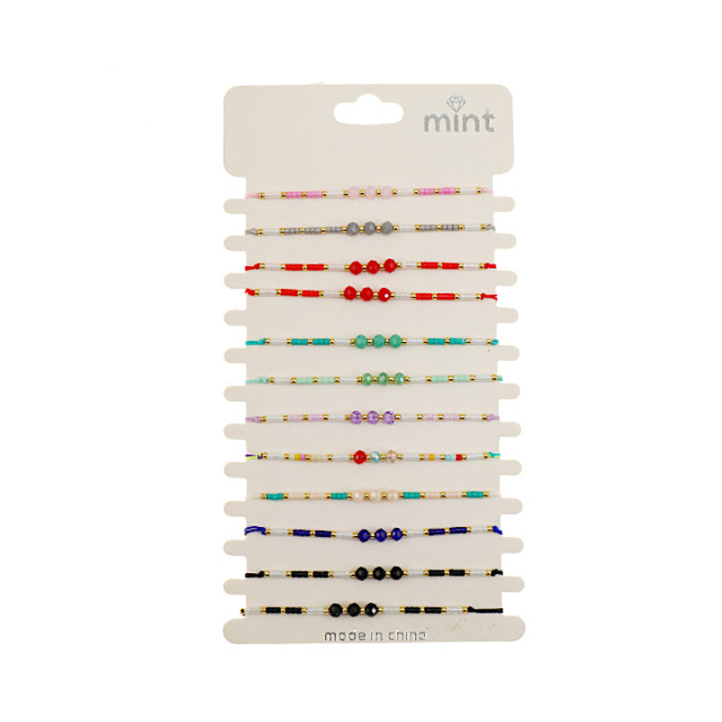 JAB47644 - Color Bead Adjustable Thread Bracelet