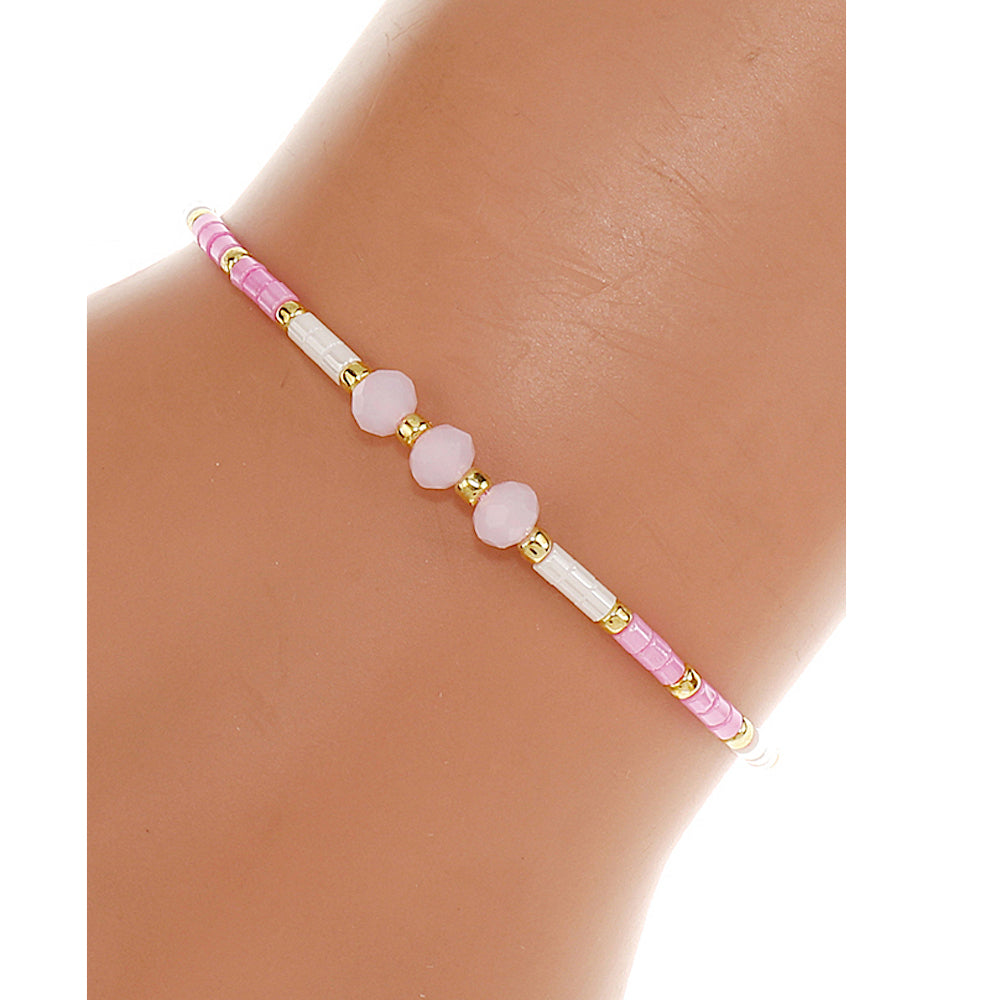 JAB47644 - Color Bead Adjustable Thread Bracelet