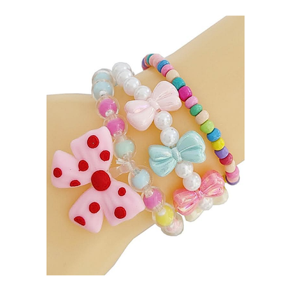 JAB48383 - Bow Bead Stretch Bracelet Set