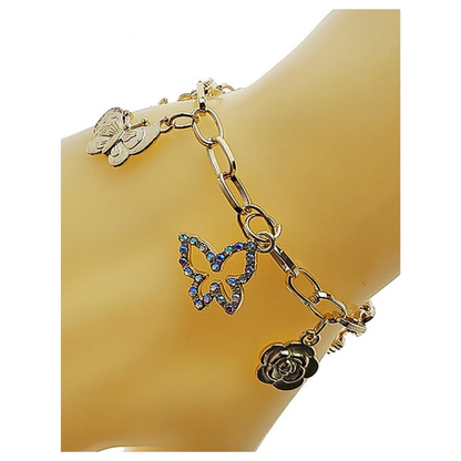 JAB49233 - Butterfly Flower Charm Bracelet