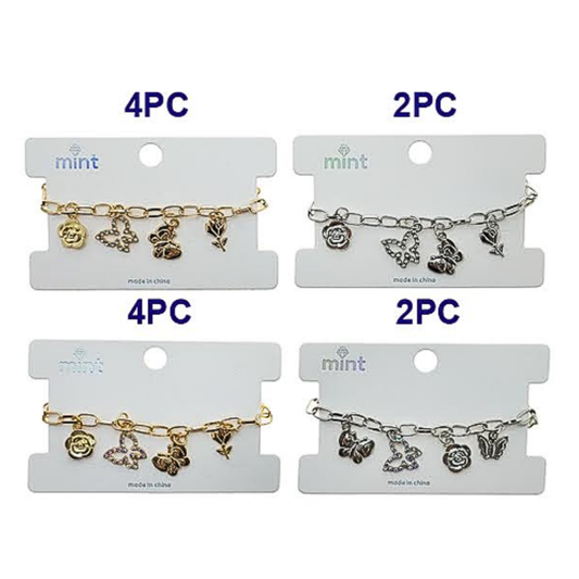 JAB49233 - Butterfly Flower Charm Bracelet
