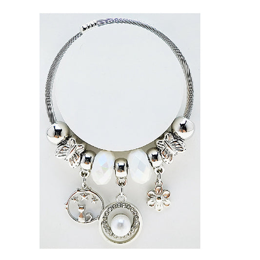 JAB49282 - Pearl Charm Bracelet