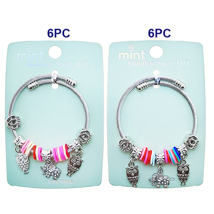 JAB49298 - Elephant Owl Charm Bracelet