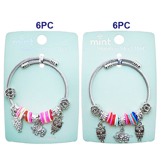 JAB49298 - Elephant Owl Charm Bracelet